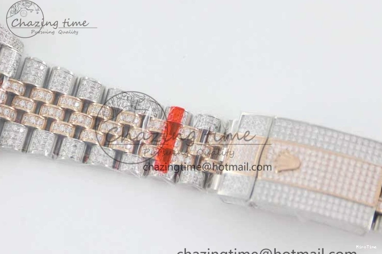 MiroTime 1229 Affordable Datejust 41 SS RG Full Diamonds TWF 1:1 Best Edition Arabic Markers Dial on Jubilee Bracelet A 2385